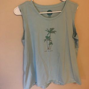 light blue plam tree life is good tank